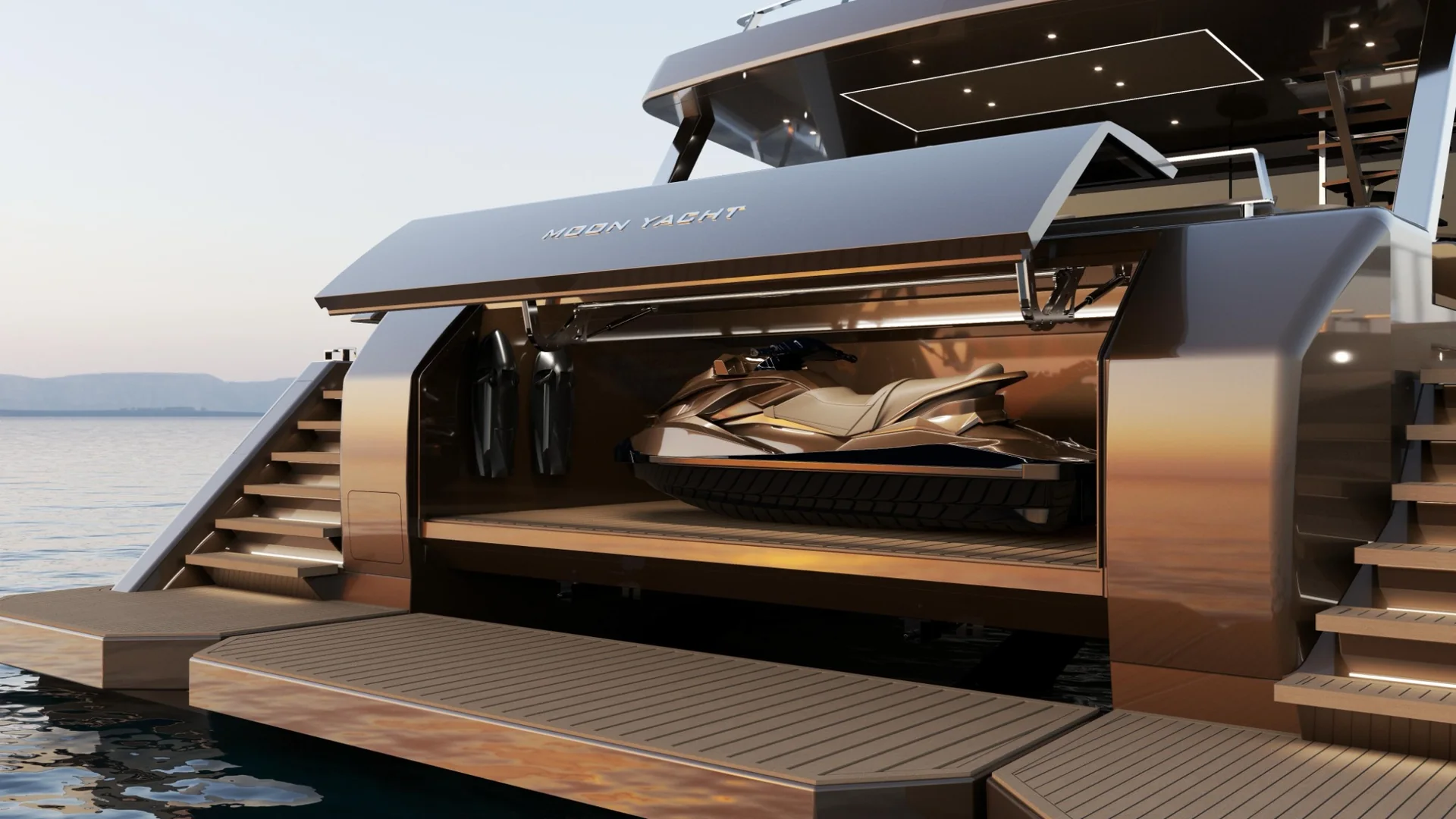 Jet ski garage on yacht