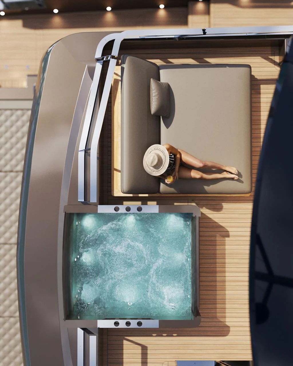 Jacuzzi on yacht deck